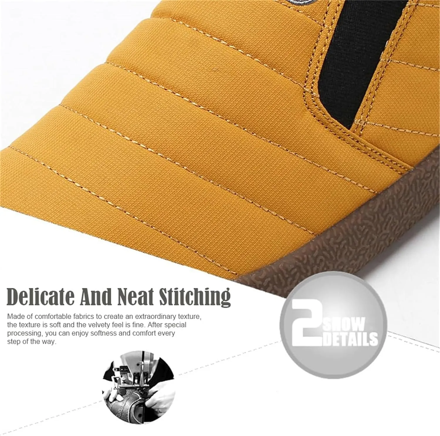 Jeeeun Men Waterproof Plush Lined Outdoor Snow Shoe, Warm Anti-Slip Winter Snow Boots (Style A Yellow,12)