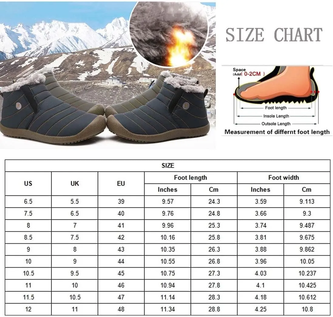 Jeeeun Men Waterproof Plush Lined Outdoor Snow Shoe, Warm Anti-Slip Winter Snow Boots (Style B Black,12)