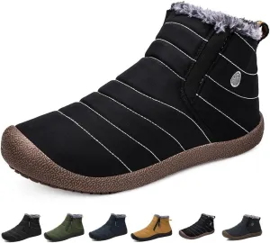 Jeeeun Men Waterproof Plush Lined Outdoor Snow Shoe, Warm Anti-Slip Winter Snow Boots (Style C Black,12)