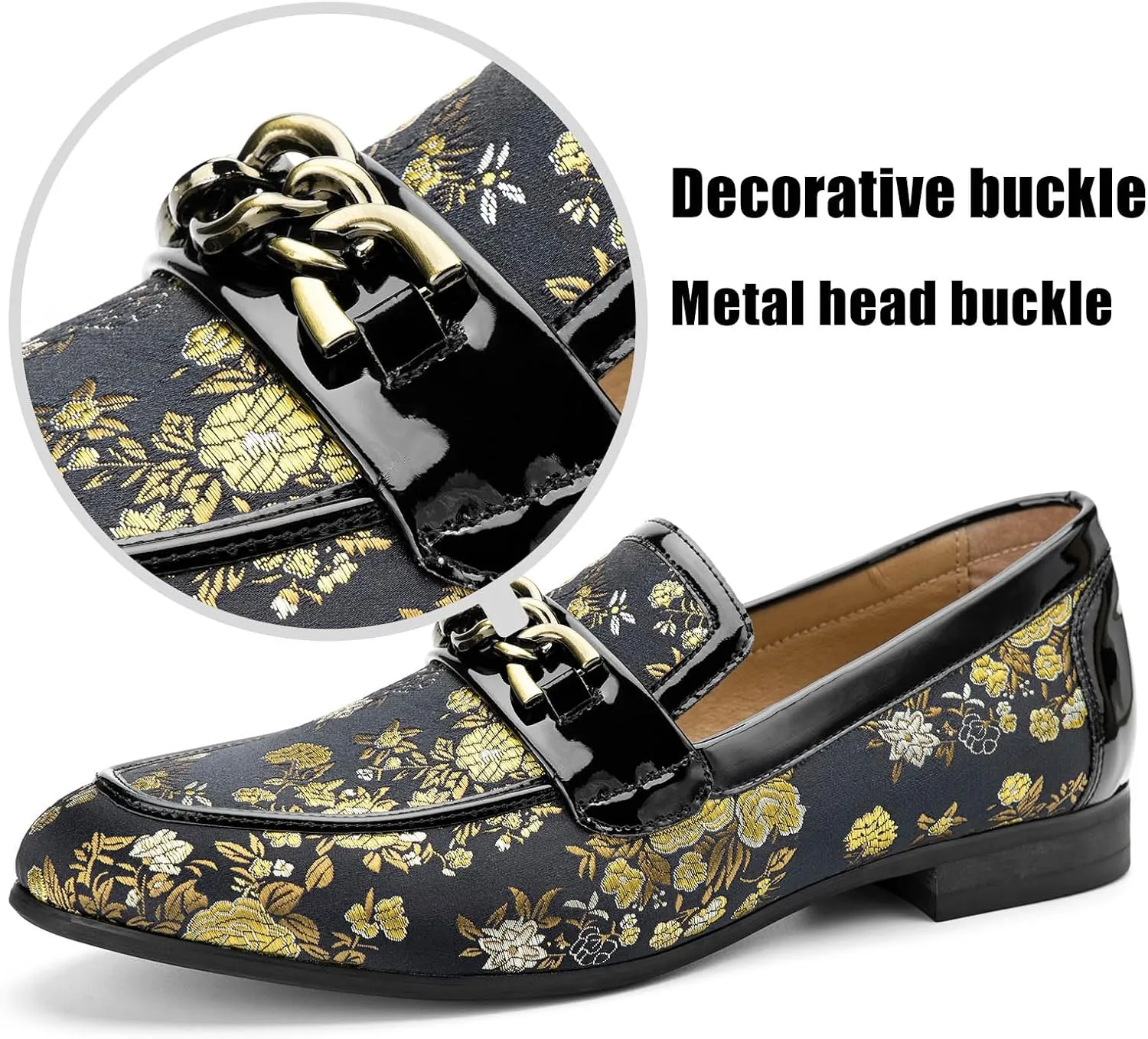 JITAI Mens Leather Shoes Pattern Printing Men's Dress Loafer Shoes Slip-on Casual Loafer Smoking Slipper