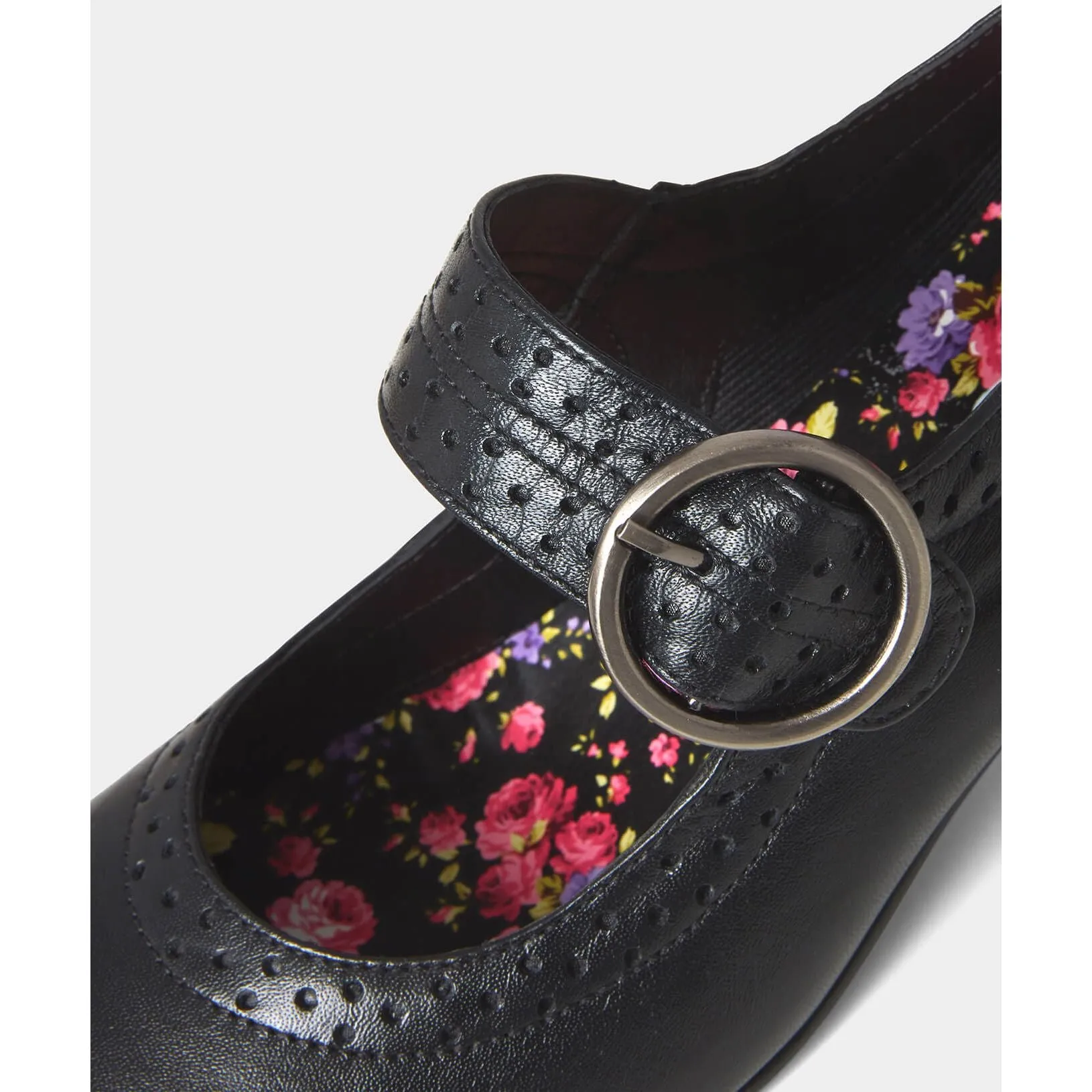 Joe Browns Mimi BLACK Leather Mid Heel Bar shoe