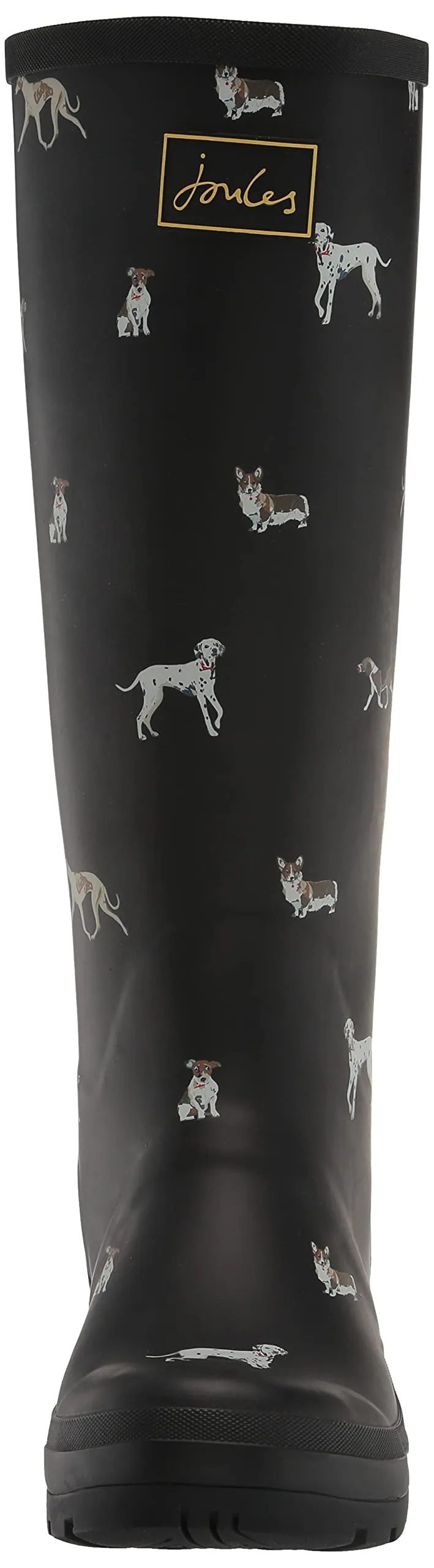 Joules Women's Welly Print Black Dog Size 7 Knee High Rain Boot