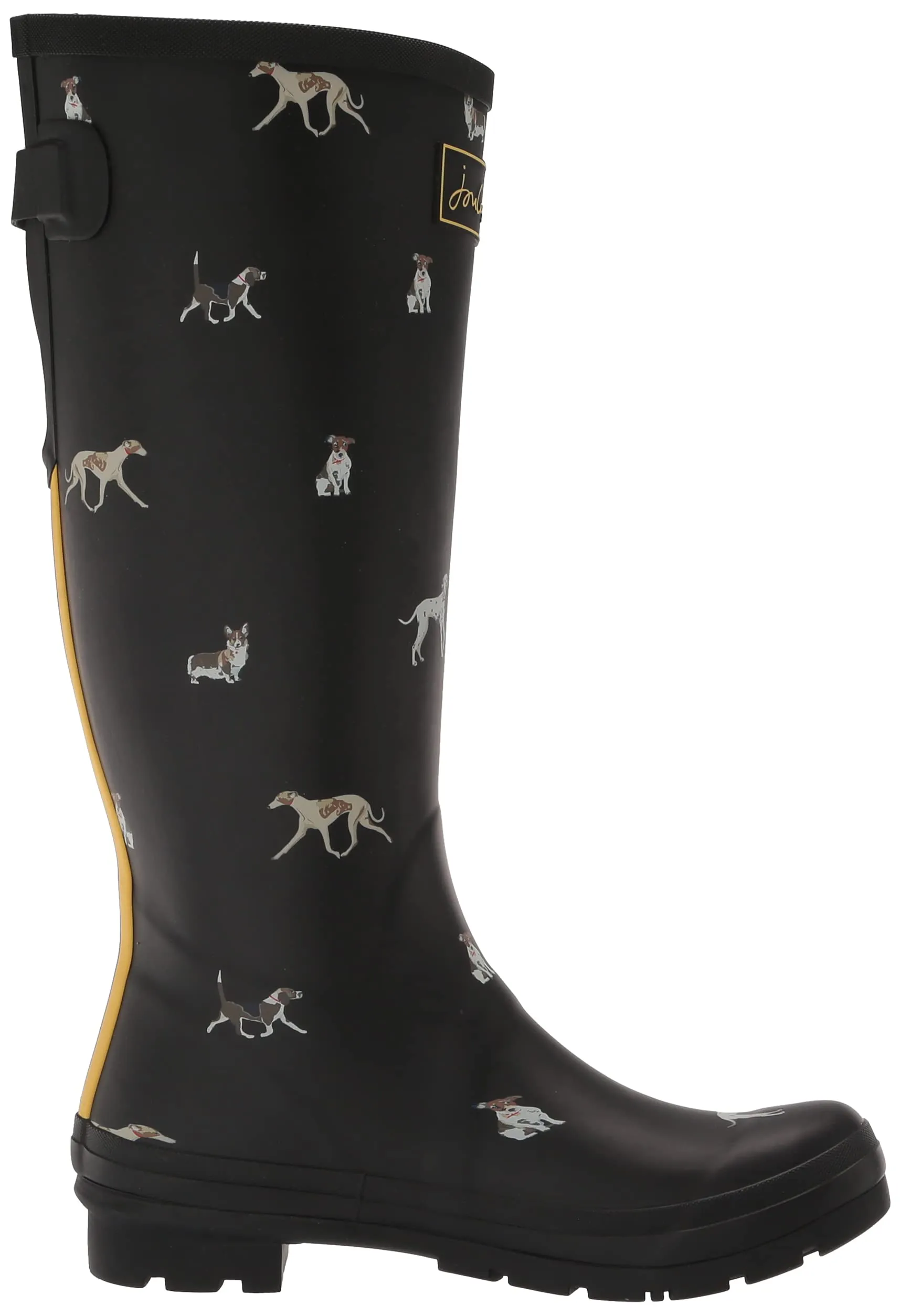 Joules Women's Welly Print Black Dog Size 7 Knee High Rain Boot