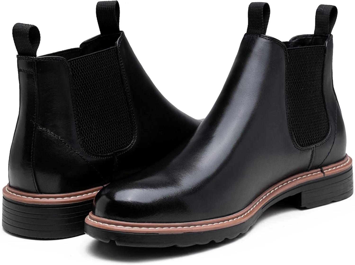 Jousen Men's Chelsea Boots Leather Dress Boots for Men Classic Pull on Ankle Boot