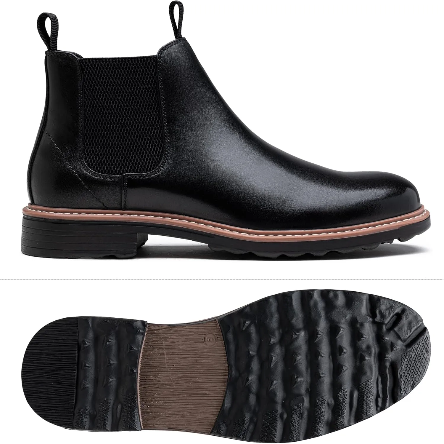 Jousen Men's Chelsea Boots Leather Dress Boots for Men Classic Pull on Ankle Boot