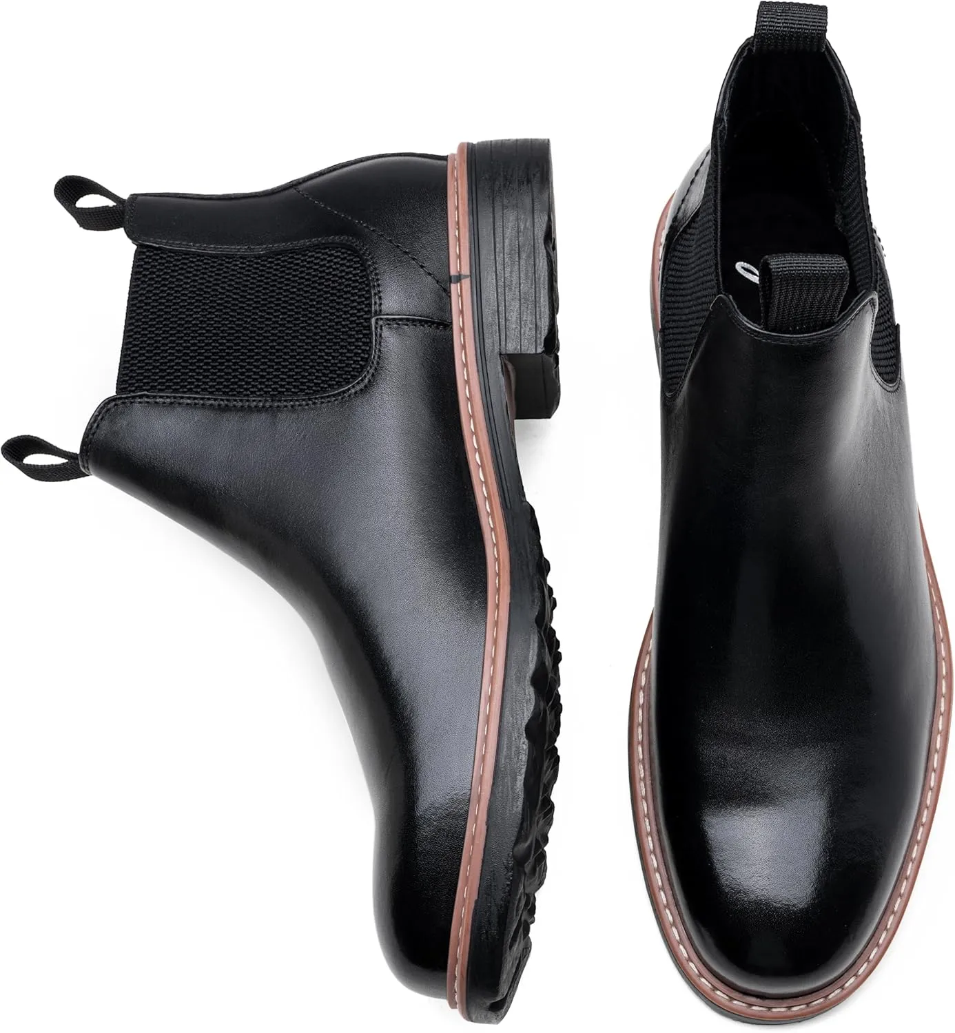 Jousen Men's Chelsea Boots Leather Dress Boots for Men Classic Pull on Ankle Boot