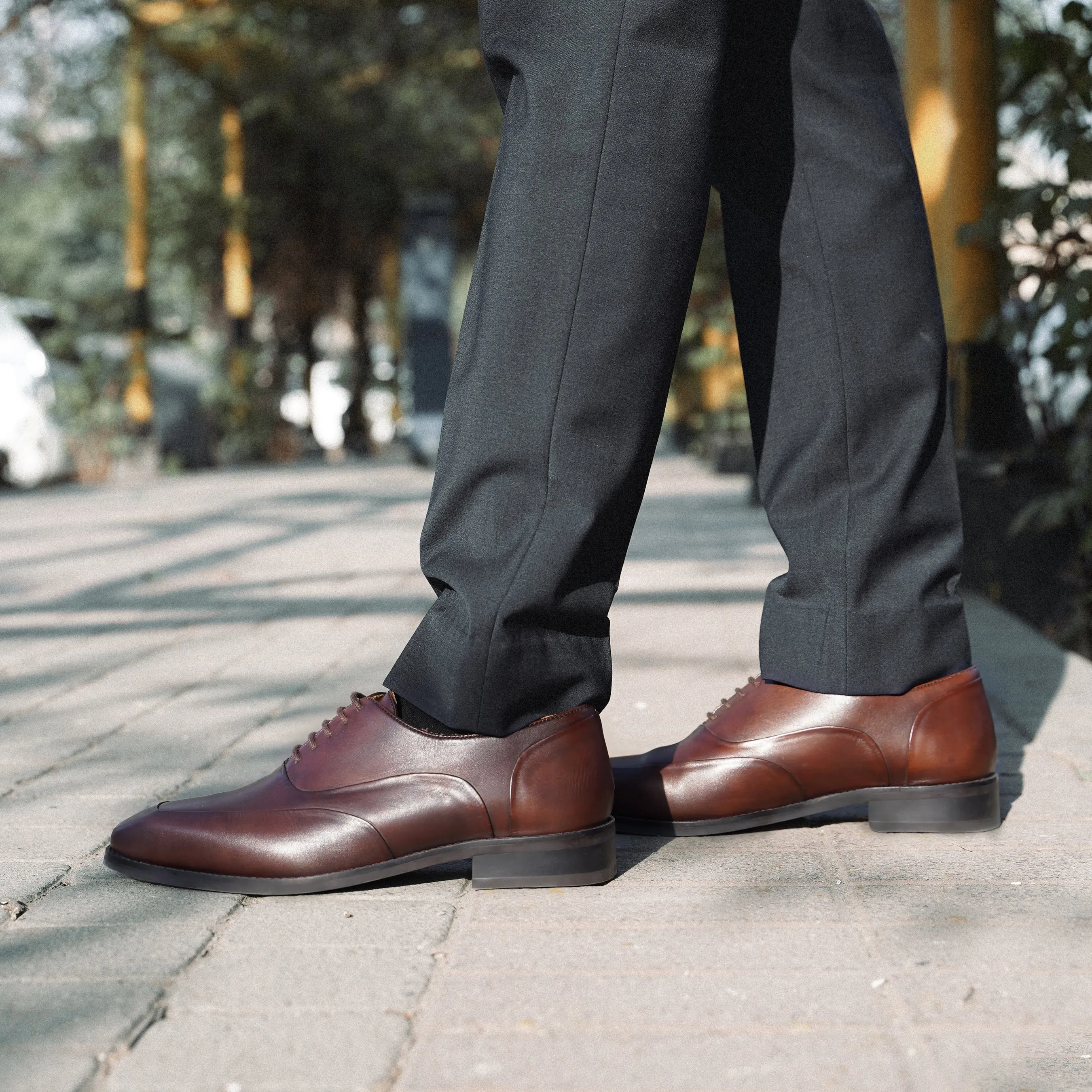 Kabe - Men's Brown Calf Leather Oxford Shoe