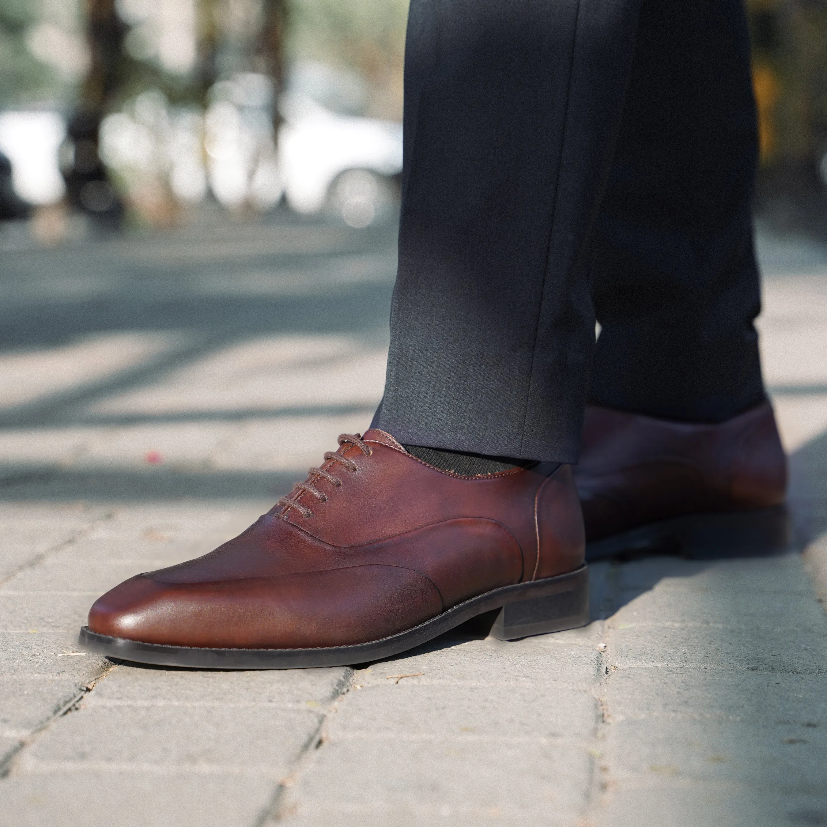 Kabe - Men's Brown Calf Leather Oxford Shoe