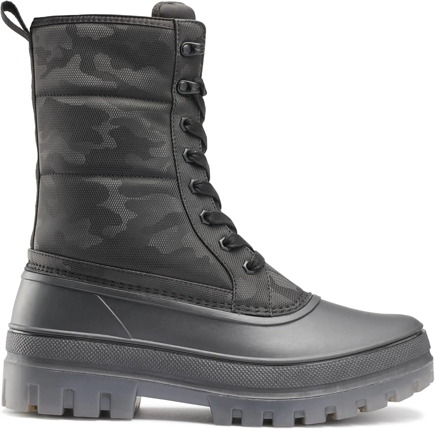 KARL LAGERFELD Men's Tall Camo Polar Fleece Lining & Translucent Sole Boot Combat