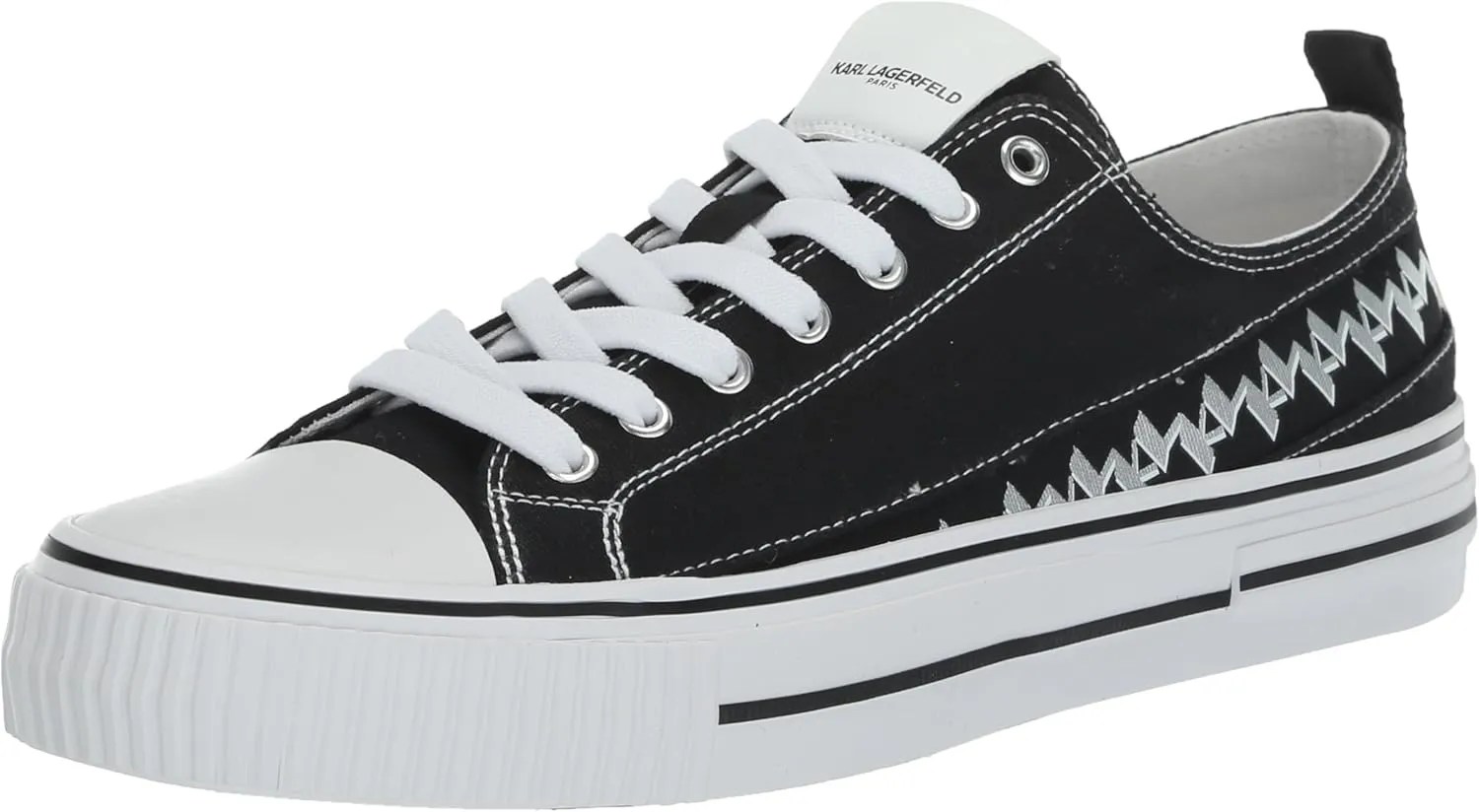 Karl Lagerfeld Paris Men's Cottom Canvas Logo Band Low Top Sneaker