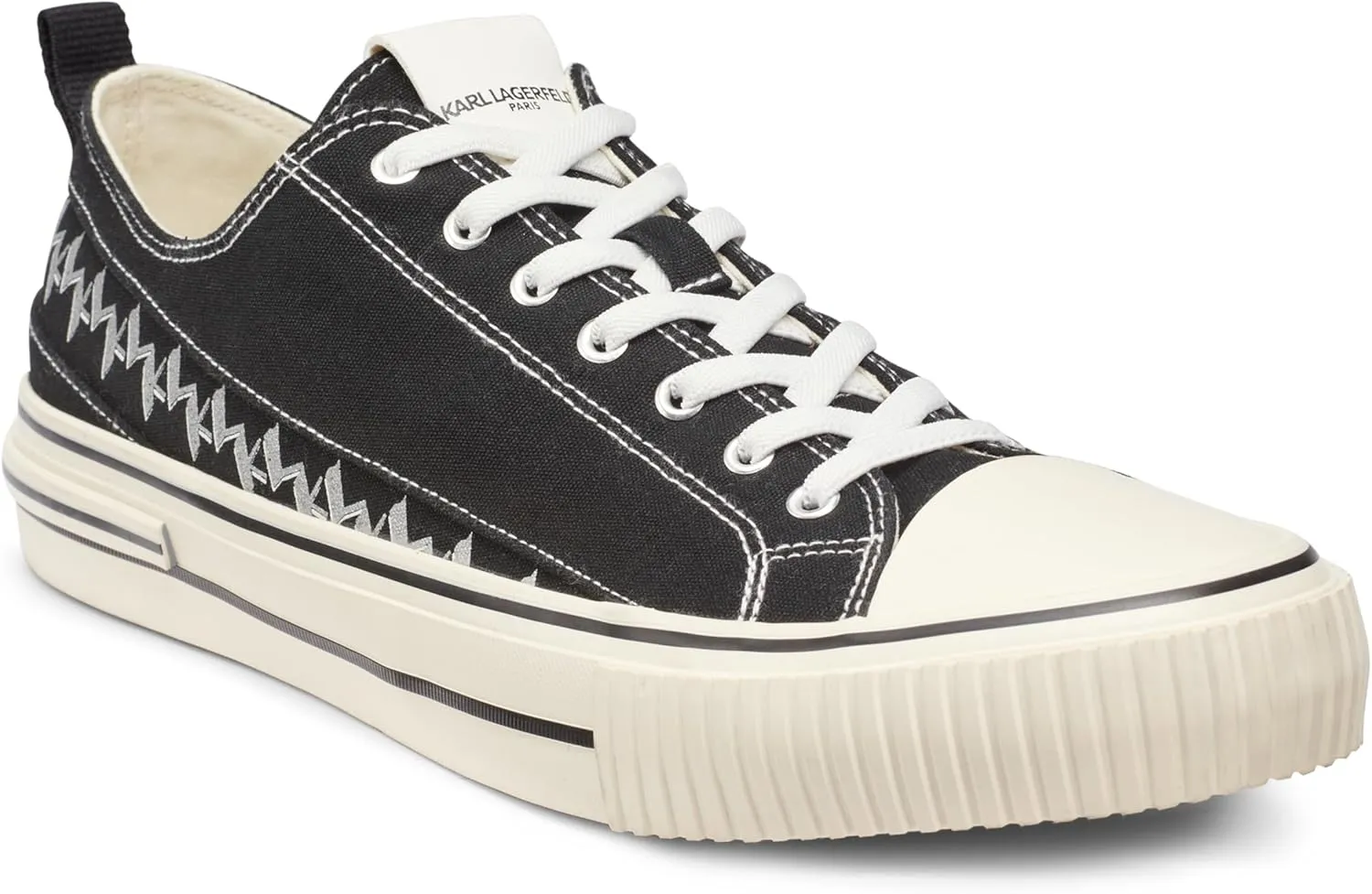 Karl Lagerfeld Paris Men's Cottom Canvas Logo Band Low Top Sneaker