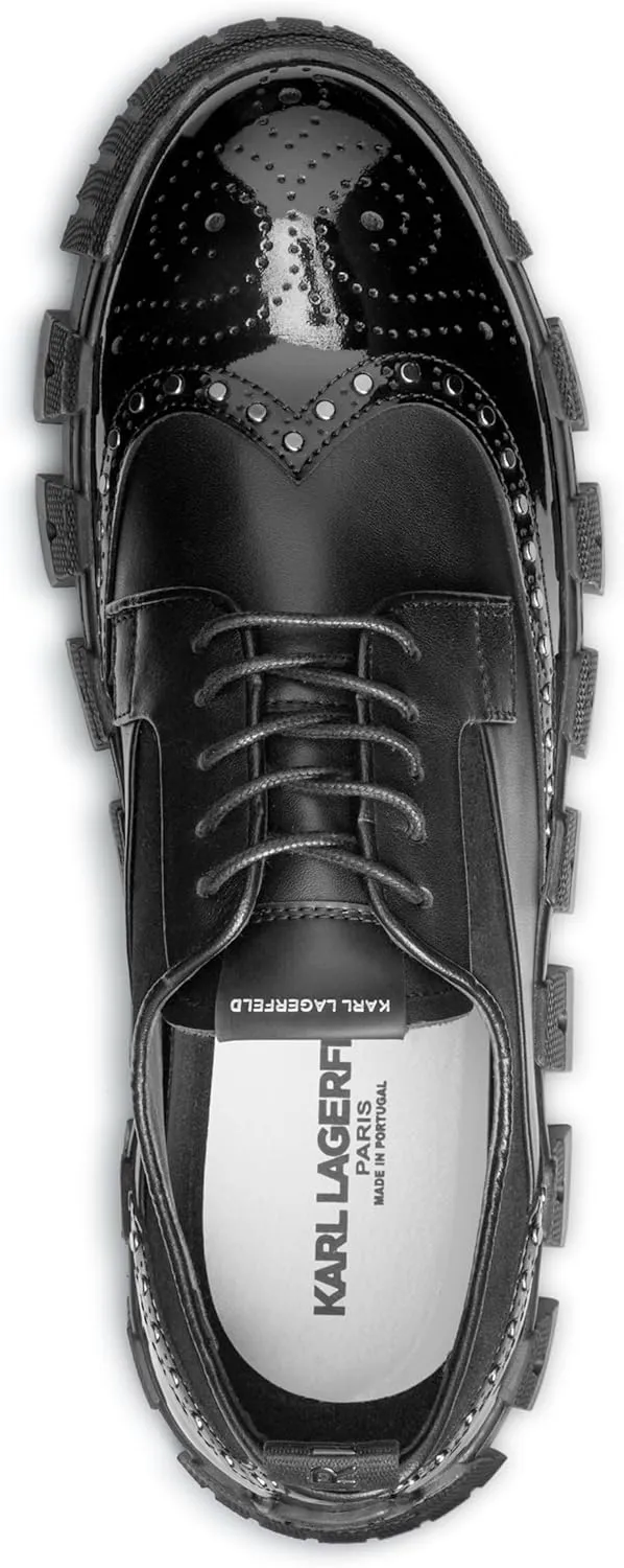 Karl Lagerfeld Paris Men's White Label Two Tone Leather Studded Derby Shoes Sneaker