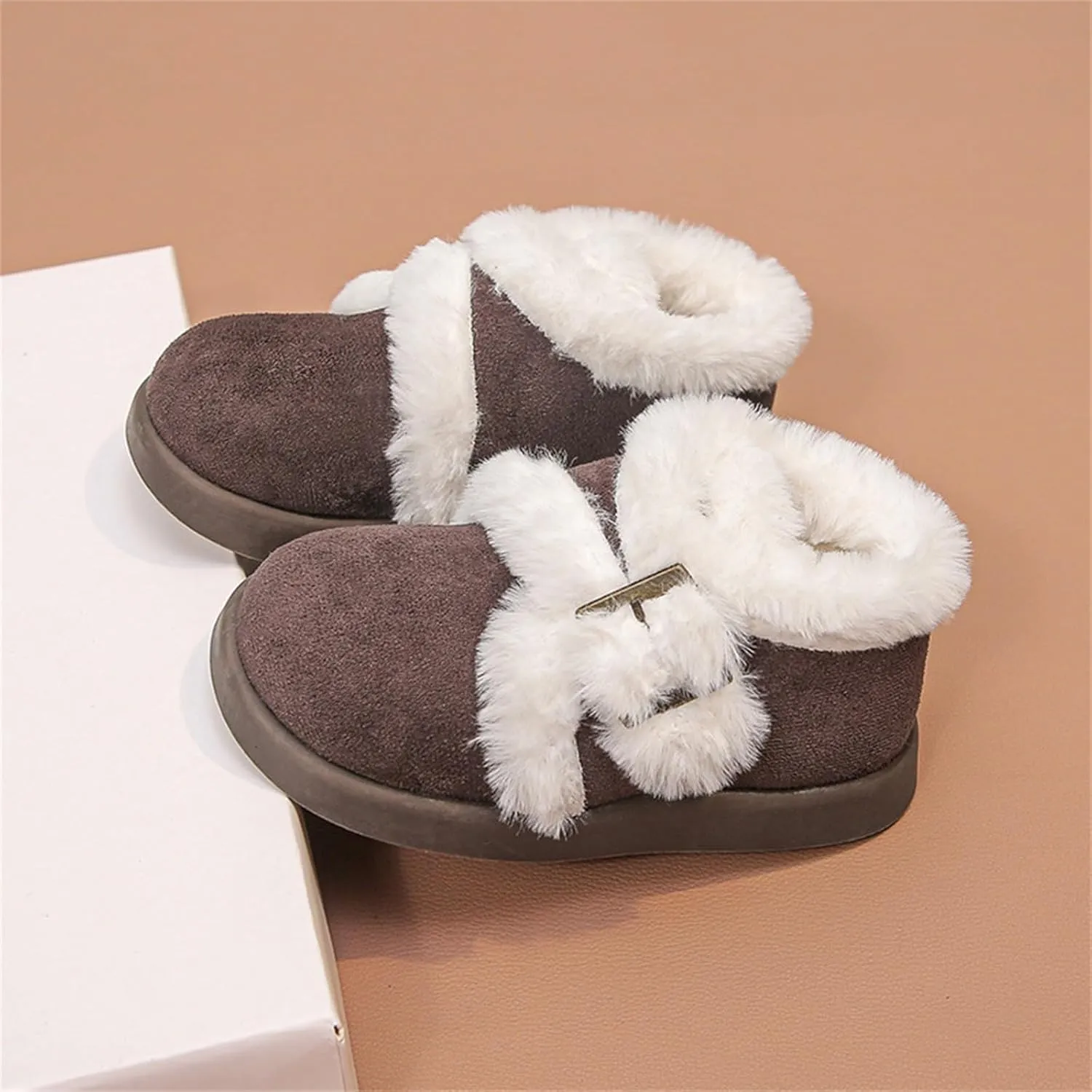 Kids Fuzzy Snow Sport Shoes Childrens Fr Lined Cotton Sneakers Outdoor Warm Thick Soft Booties Non Slip Comfy Fashion