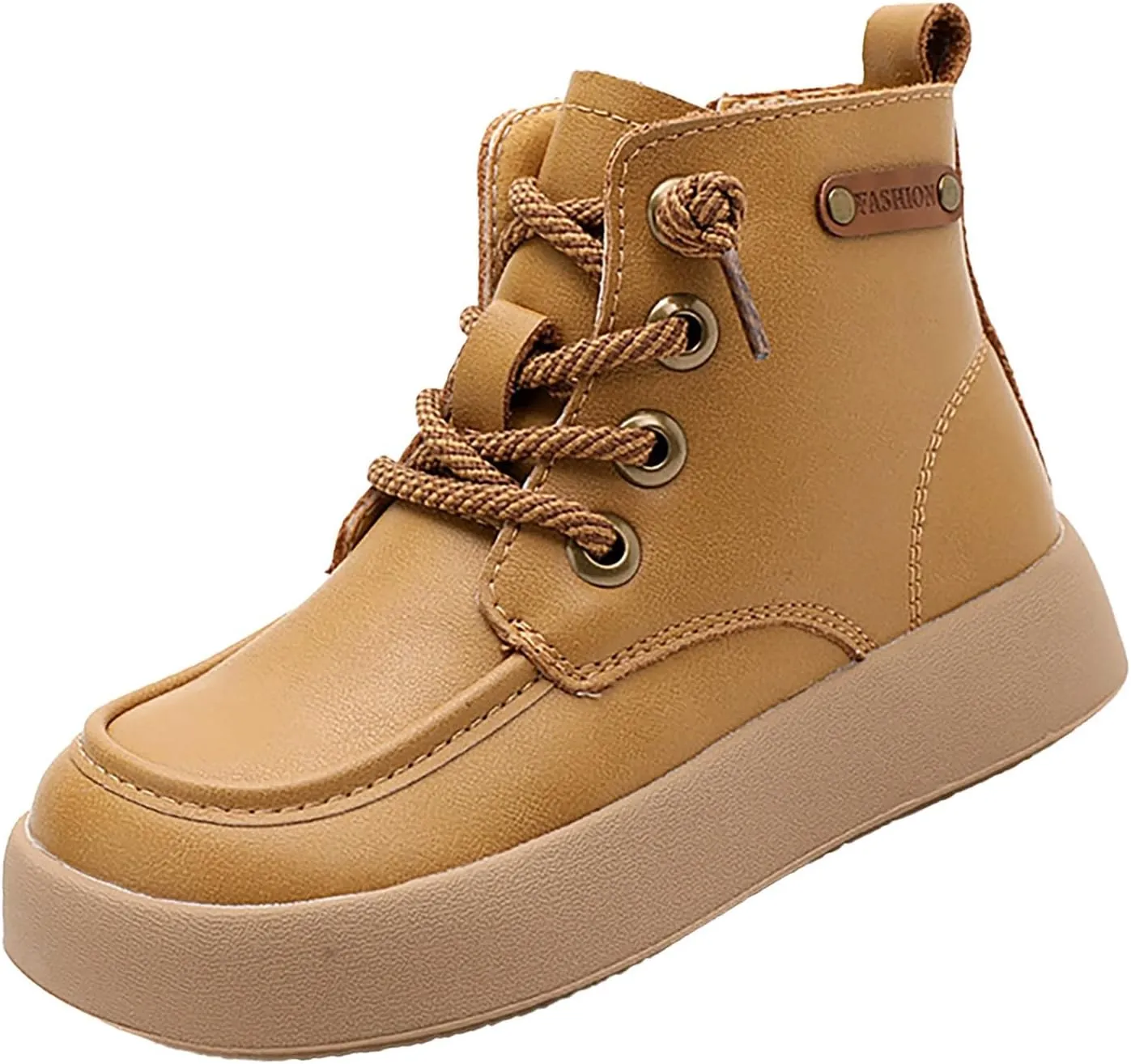 Kids Girls School Ankle Boots for Little Child Classic Water-Proof Comfort Work Boot Unisex Lace-Up Snow Boots