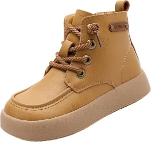 Kids Girls School Ankle Boots for Little Child Classic Water-Proof Comfort Work Boot Unisex Lace-Up Snow Boots