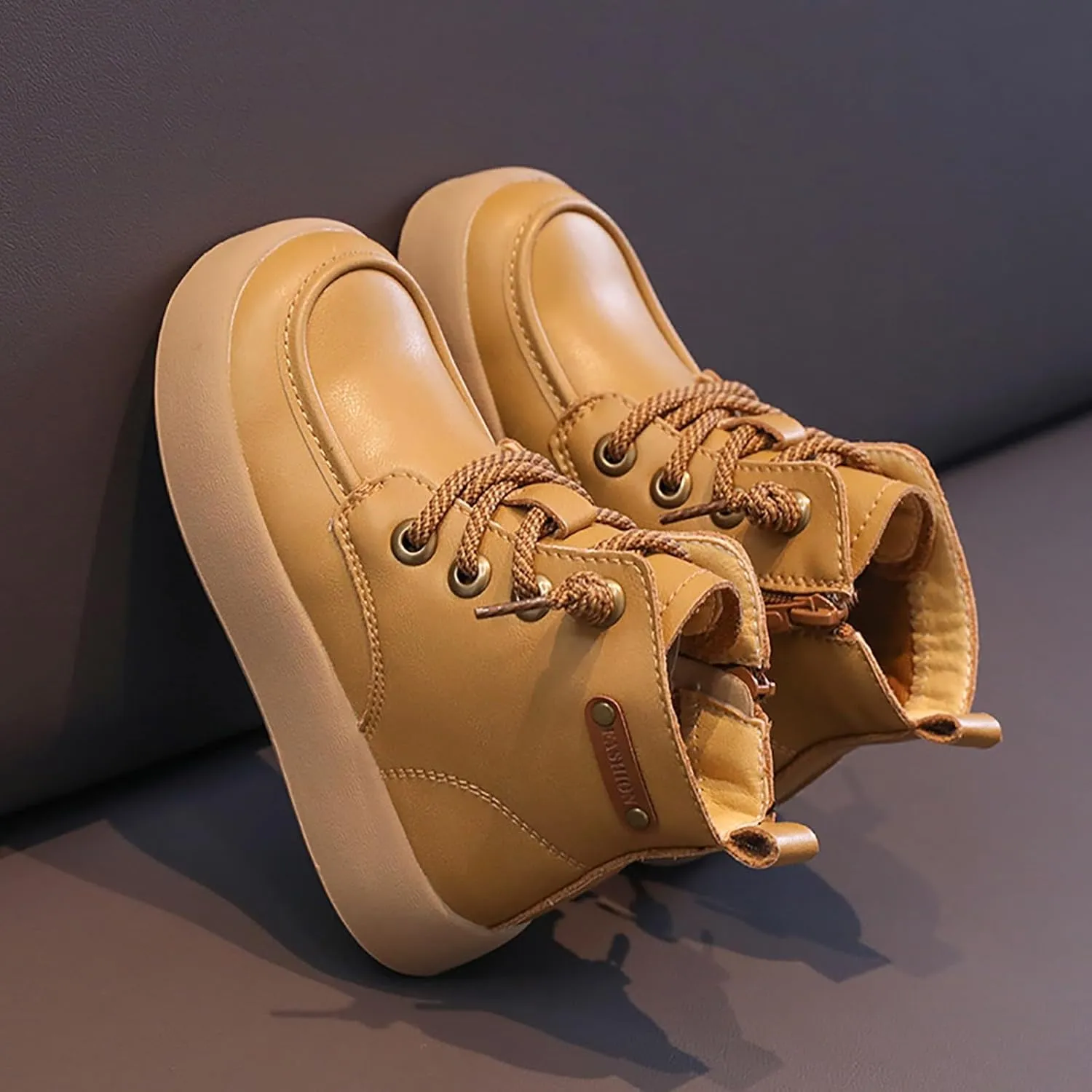 Kids Girls School Ankle Boots for Little Child Classic Water-Proof Comfort Work Boot Unisex Lace-Up Snow Boots