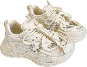 Kids Mesh Sneakers Boys Girls Lace-up Tennis Lightweight Anti Slip Breathable Walking Casual Sport Shoes