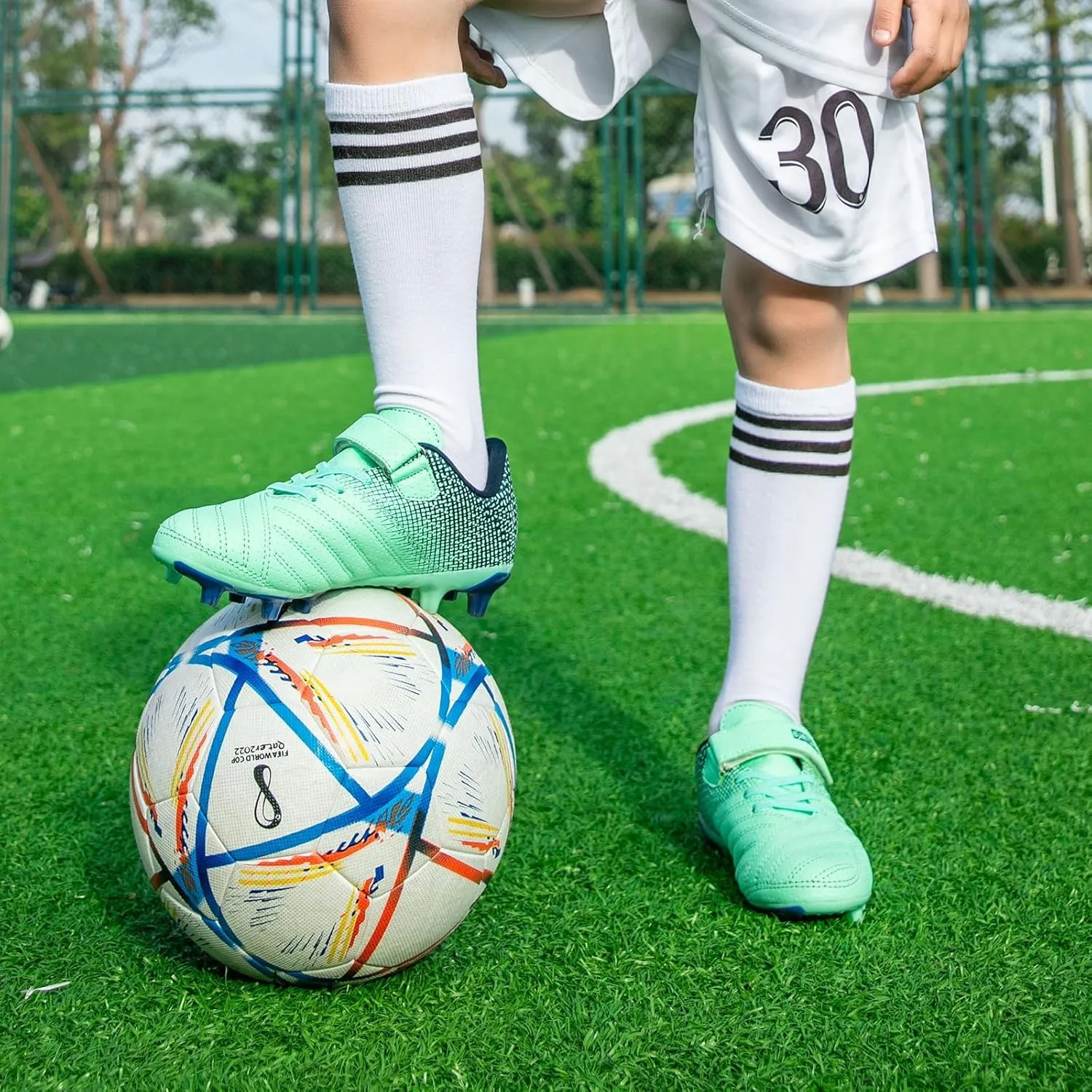 Kids Soccer Cleats Boys Girls Athletic Outdoor Firm Ground Youth Football Shoes(Little Kid/Big Kid)