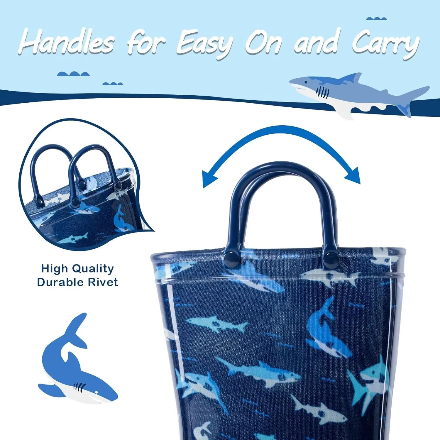 Kids Toddler Rain Boots for Girls Boys Light Up Waterproof Rain Shoes Patterns and Glitter Boot with Easy On Handles