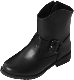 Kids Winter Boots for Girls Non Slip Lightweight Breathable Comfortable Ankle Warm Booties for Winter Outdoor (Black, 10.5-11 Years)