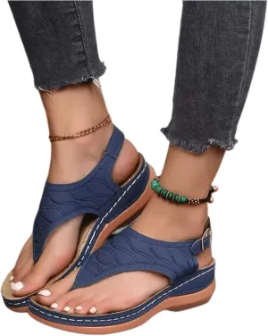 Ladmiple Sandals Women Fashion Dressy Wedge Orthotic Flip Flops Slides Vintage Comfortable Slip ons Orthopedic Slippers