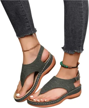 Ladmiple Sandals Women Fashion Dressy Wedge Orthotic Flip Flops Slides Vintage Comfortable Slip ons Orthopedic Slippers