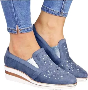 Ladmiple Shoes For Women Sneakers Trendy Fashion Slip on Walking Shoes Casual Summer Lace Low Platform Flats Loafers