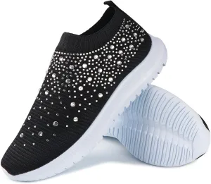 Lausiuoe Women's Fashion Sneakers Slip On Running Shoes Ladies Walking Tennis Mesh Lightweight Breathable Casual Shoes