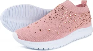Lausiuoe Women's Fashion Sneakers Slip On Running Shoes Ladies Walking Tennis Mesh Lightweight Breathable Casual Shoes