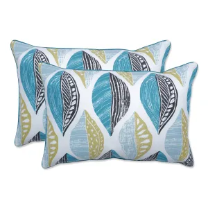 Leaf Block Teal/Citron Over-Sized Rectangular Throw Pillow (Set Of 2)