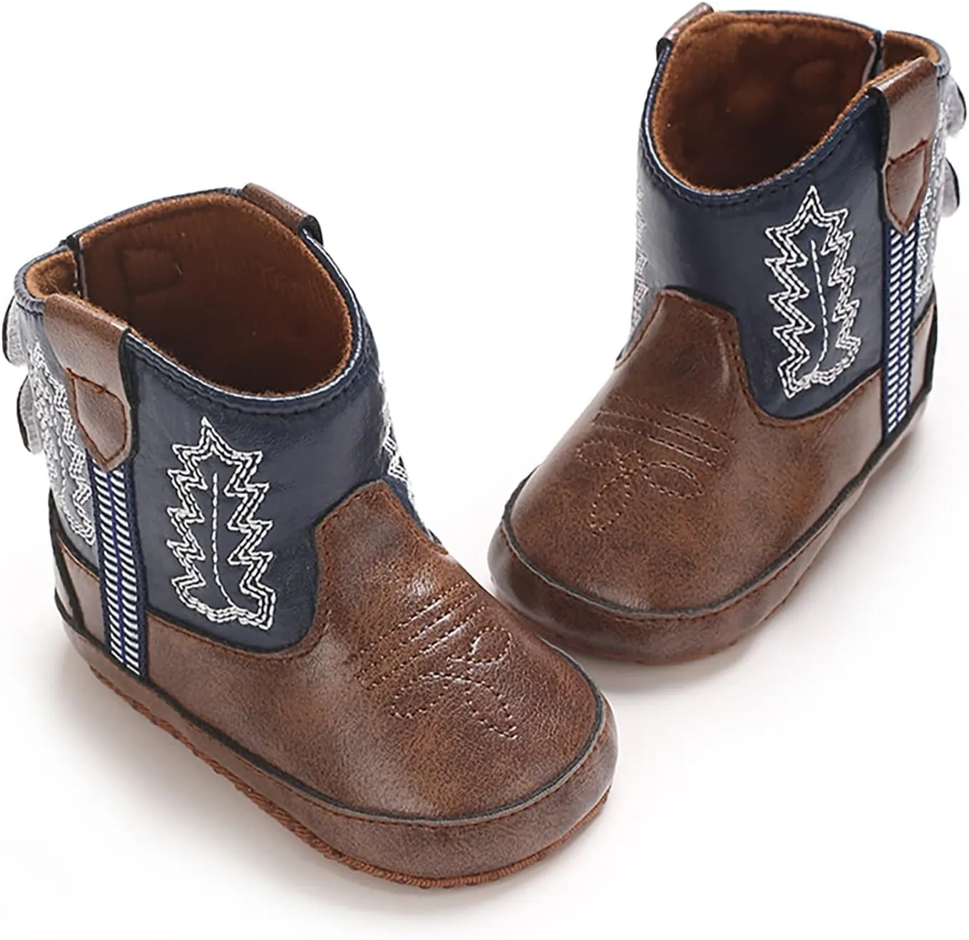 Leather Soft Sole Sneaker for Toddler Baby Boys Side Zipper Western Cowboy Booties Sport Shoes Outdoor Non Slip Shoes