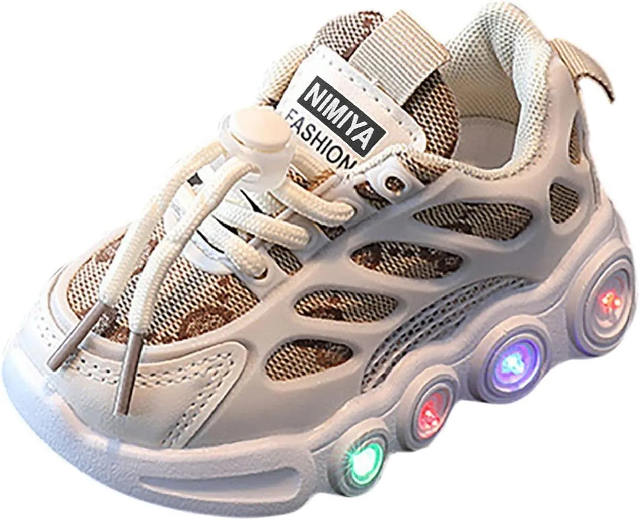 Light Up Shoes for Kids Fashion Adjustable Strap Lace-Up Athletic Sport Walking Sneakers Outdoor Indoor Trainer