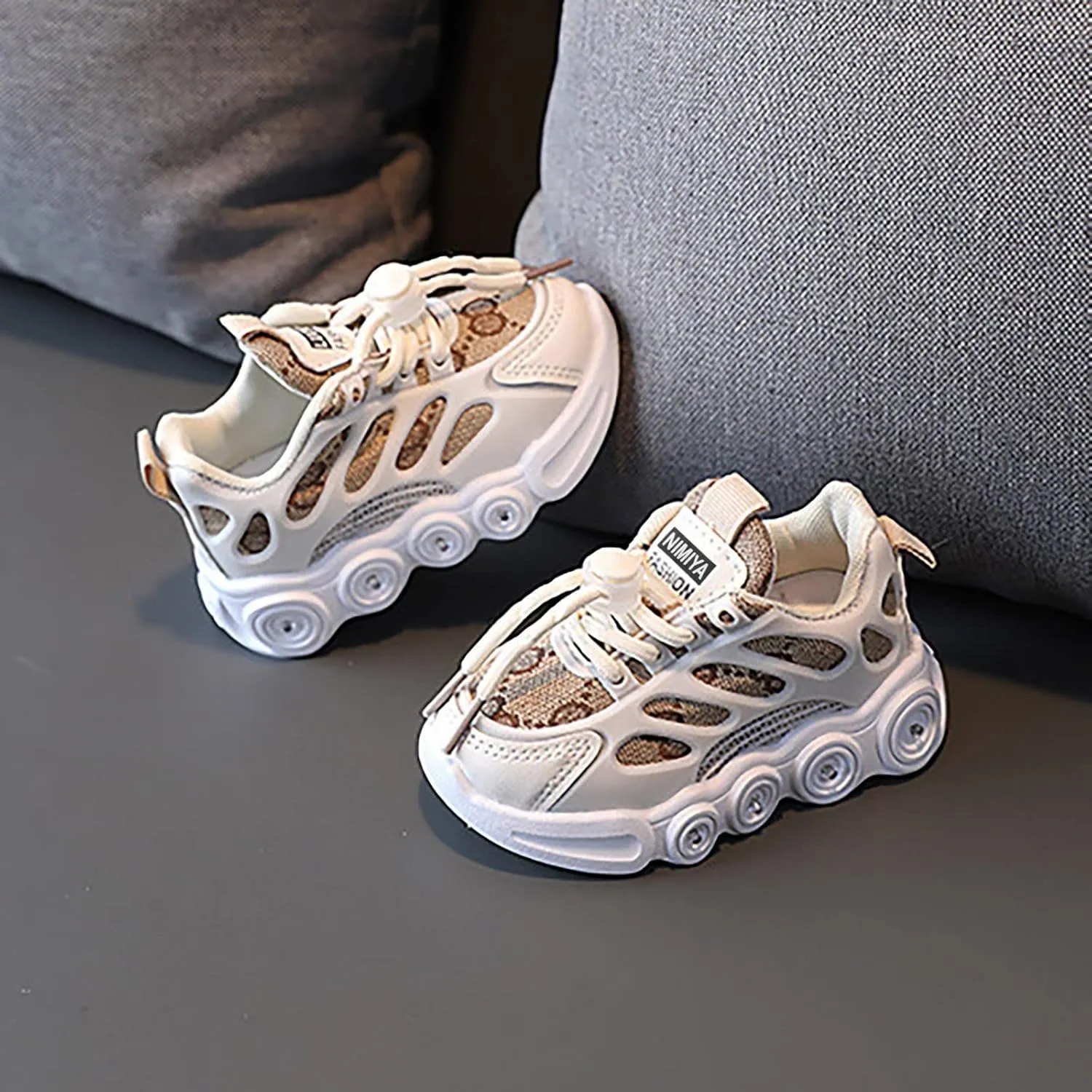 Light Up Shoes for Kids Fashion Adjustable Strap Lace-Up Athletic Sport Walking Sneakers Outdoor Indoor Trainer