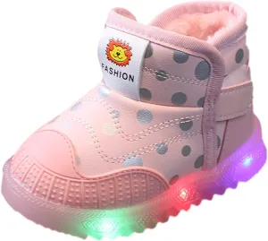 Light Up Shoes Toddler Lac𝐞 Up Non-Slip Ankle Boots Led Shoes Kid Luminous Shoes Baby Cold Weather Boots