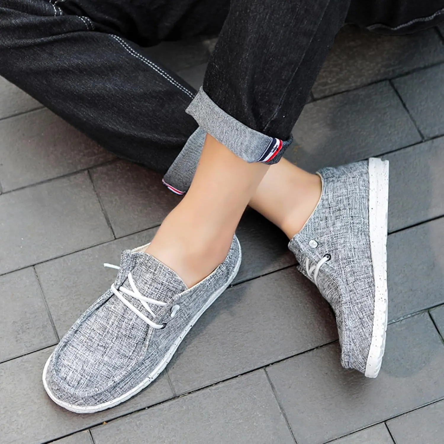 Loafers for Men Comfort,Classic Lightweight Non-Slip Boat Shoes Men Slip-On,Casual Soft Breathable Deck Shoes Mens,All Weather Rubber Soles