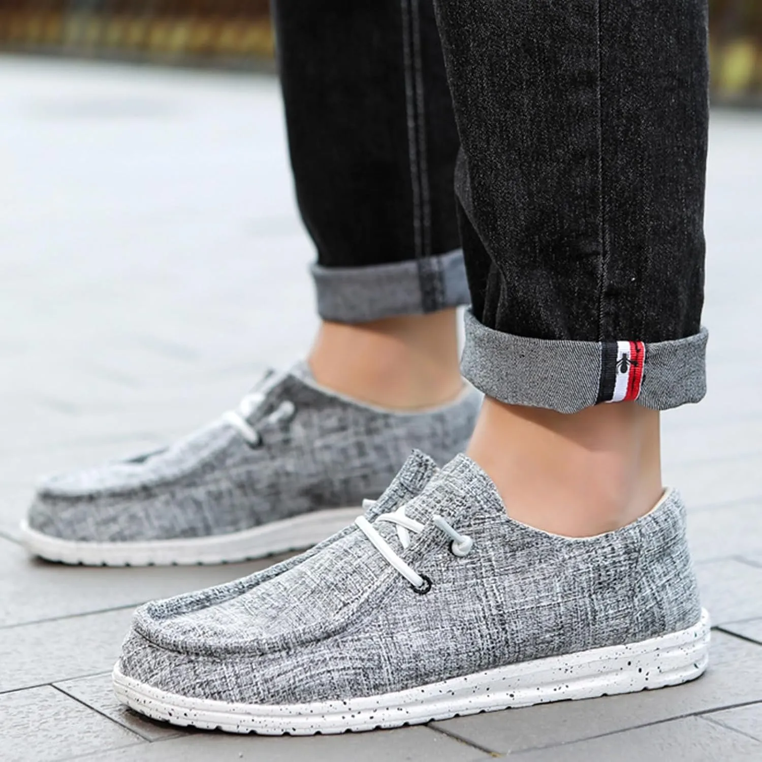 Loafers for Men Comfort,Classic Lightweight Non-Slip Boat Shoes Men Slip-On,Casual Soft Breathable Deck Shoes Mens,All Weather Rubber Soles