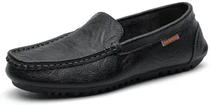 Loafers for Men Square Toe Faux Leather Moccasins Shoes Flat Heel Lightweight Flexible Classic Prom Casual Driving Office (Color : Black, Size : 6)