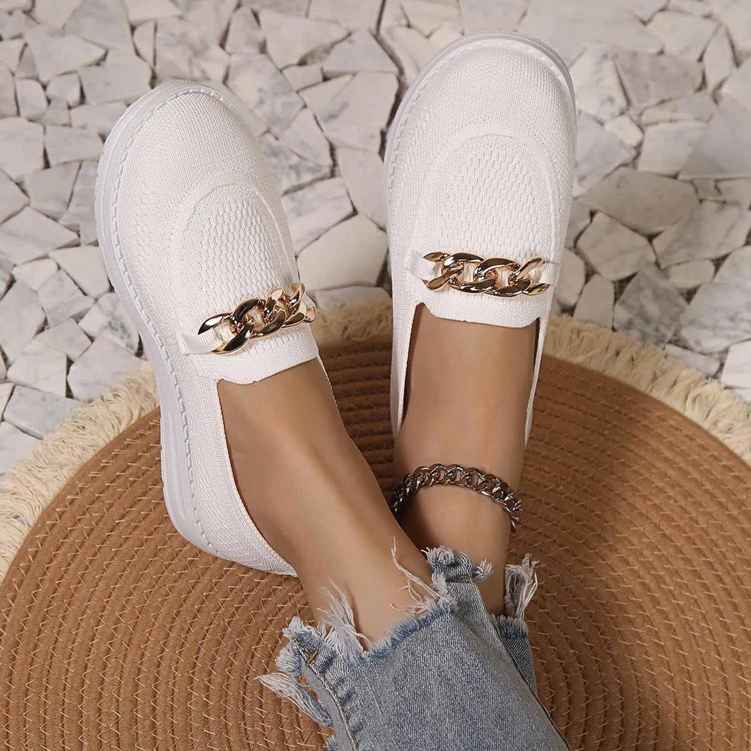Loafers for Women Breathable Orthopedic Sneakers Trendy Mesh Walking Shoes Athletic Wide Width Sneakers Tennis Shoes