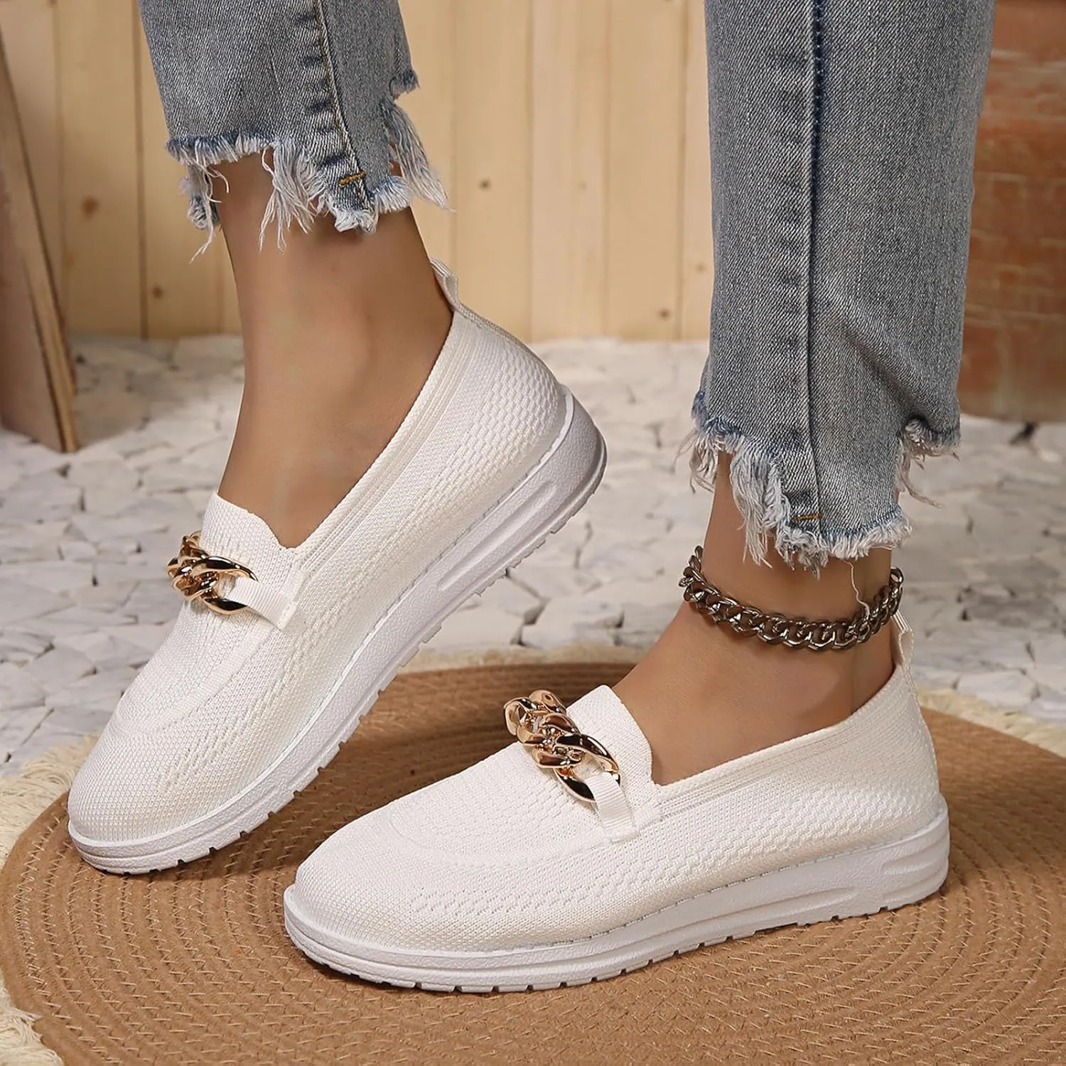 Loafers for Women Breathable Orthopedic Sneakers Trendy Mesh Walking Shoes Athletic Wide Width Sneakers Tennis Shoes