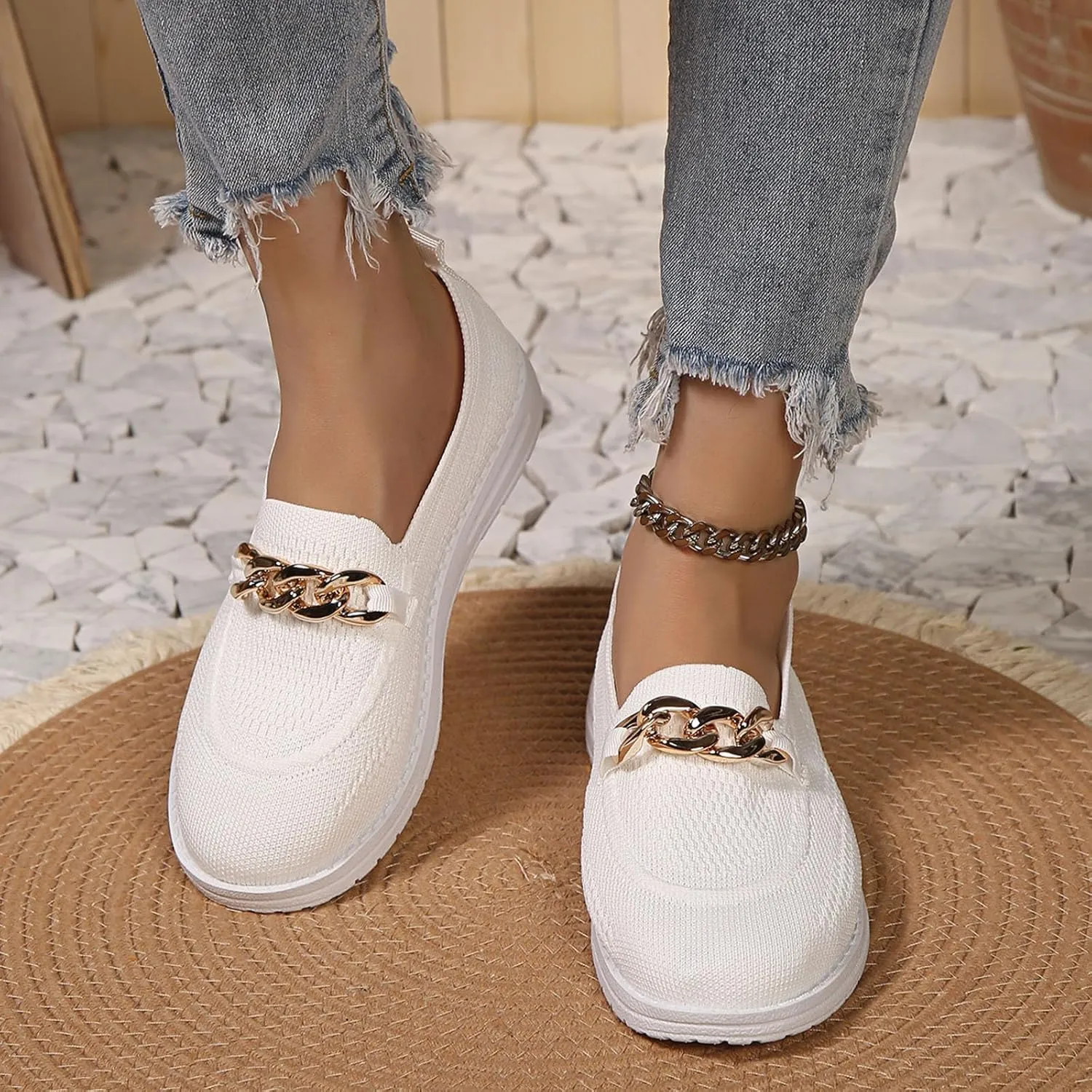 Loafers for Women Breathable Orthopedic Sneakers Trendy Mesh Walking Shoes Athletic Wide Width Sneakers Tennis Shoes