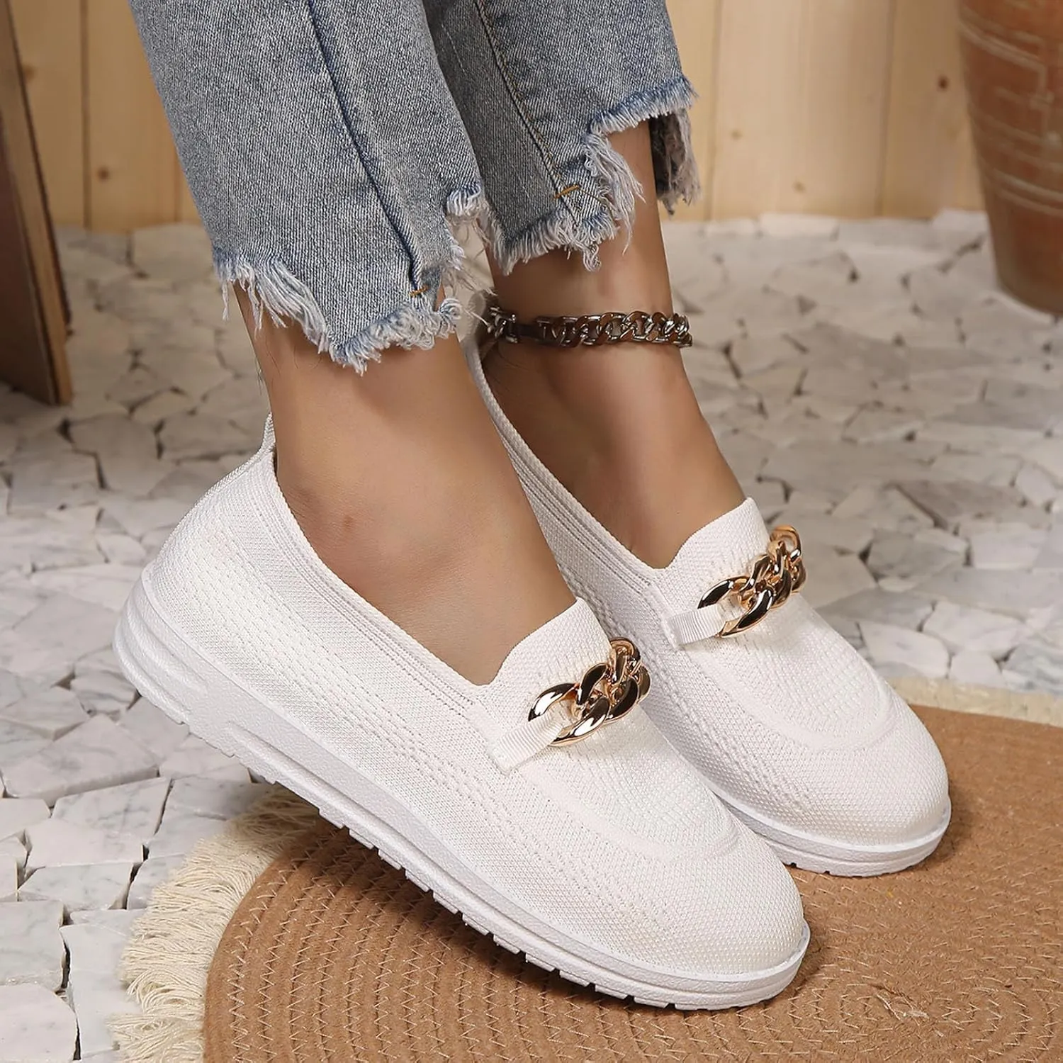 Loafers for Women Breathable Orthopedic Sneakers Trendy Mesh Walking Shoes Athletic Wide Width Sneakers Tennis Shoes