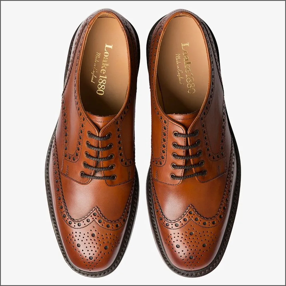 Loake Chester Mahogany Brogue Shoe Rubber Sole@