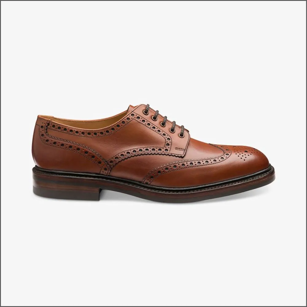 Loake Chester Mahogany Brogue Shoe Rubber Sole@