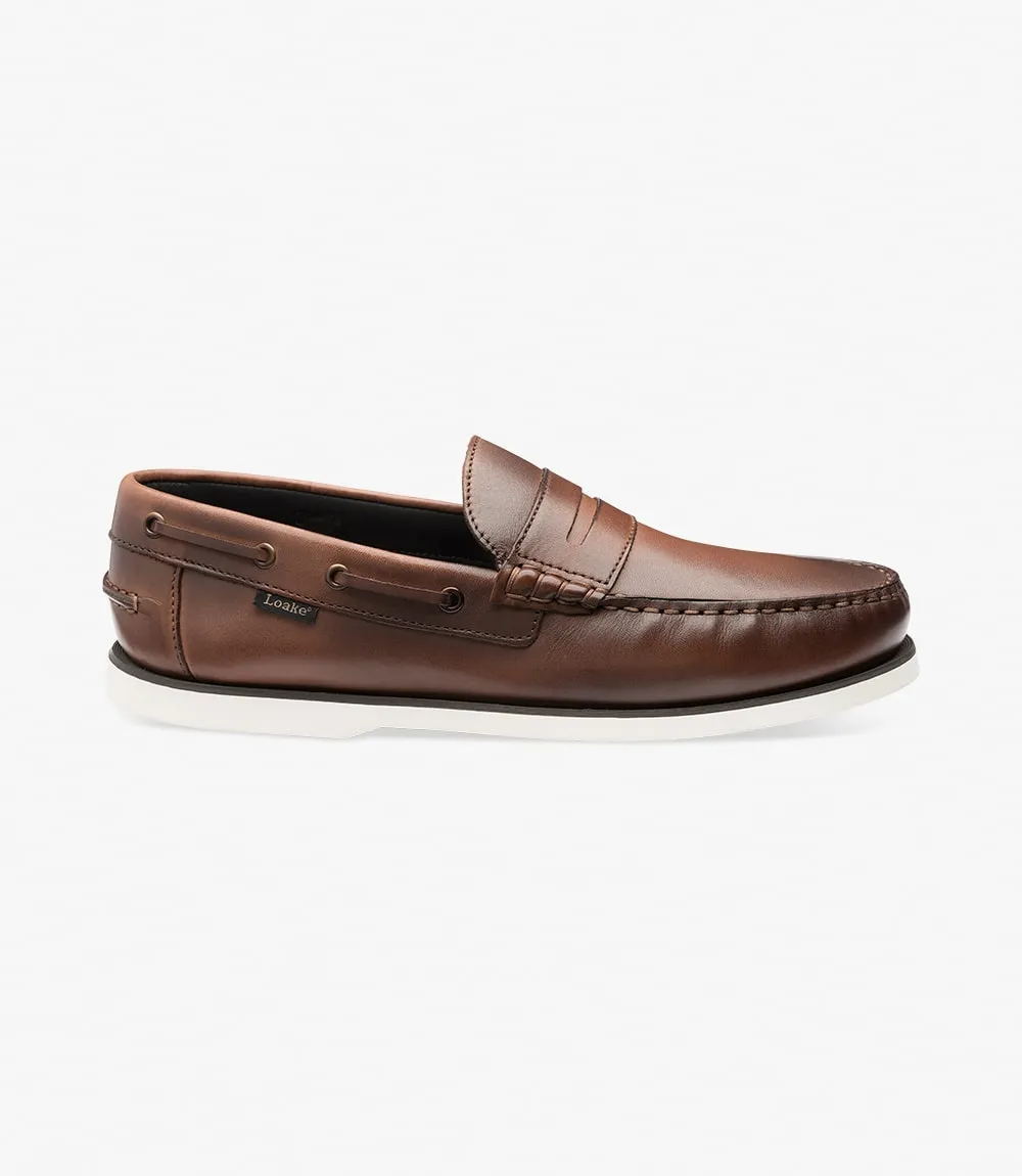 Loake Men's 529DK Leather Moccasin Deck Shoes Dark Brown