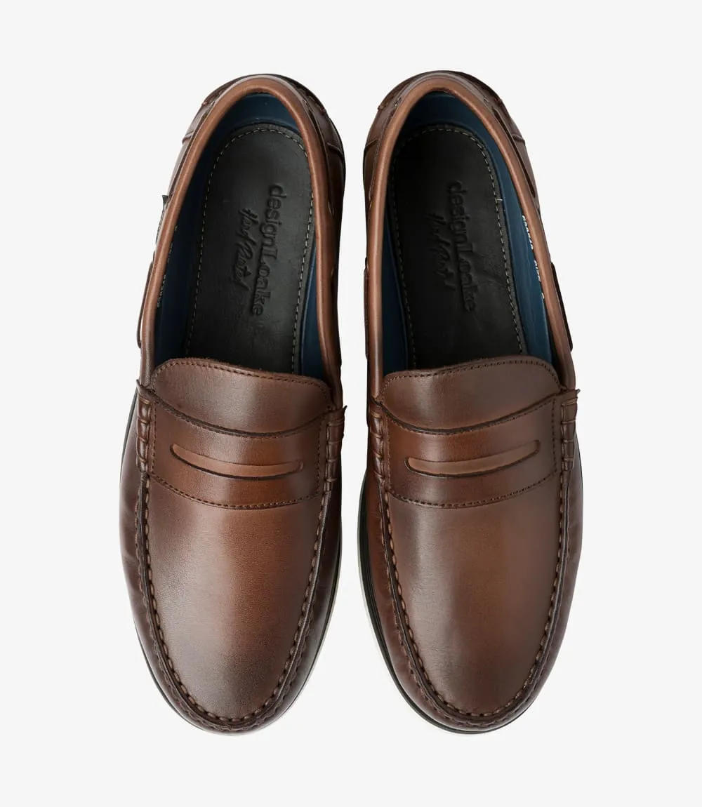 Loake Men's 529DK Leather Moccasin Deck Shoes Dark Brown