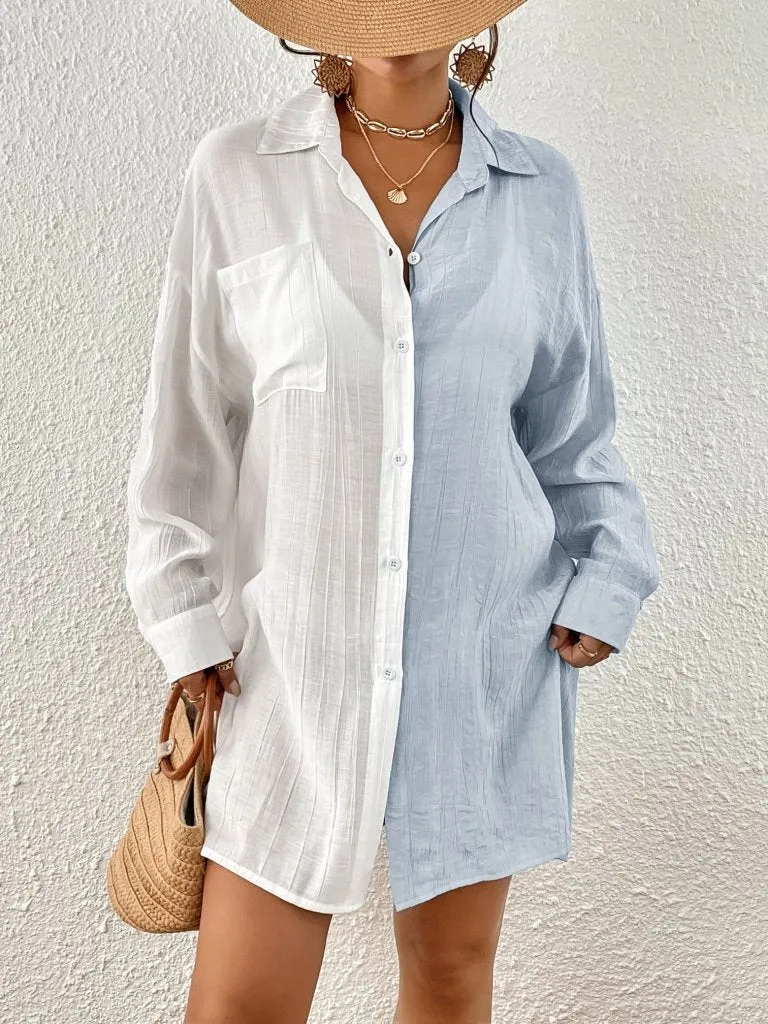 Long Sleeve Beach Swim Cover Up Top