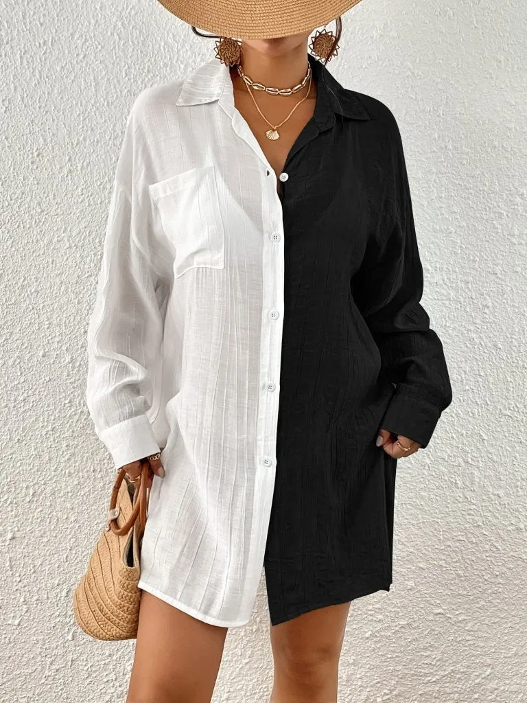 Long Sleeve Beach Swim Cover Up Top
