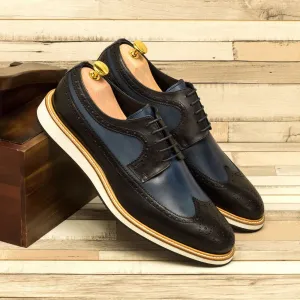 Longwing Blucher-Painted Calf, Box Calf, Blue, Black
