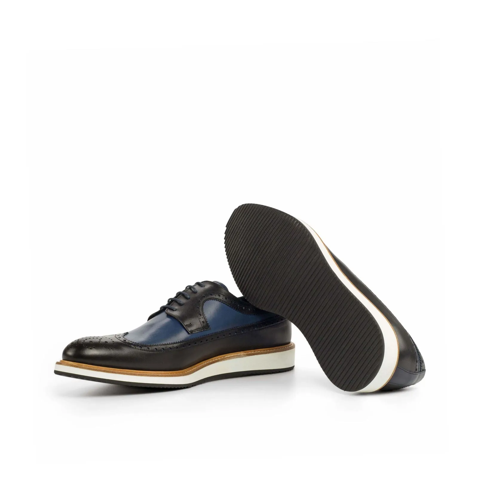 Longwing Blucher-Painted Calf, Box Calf, Blue, Black