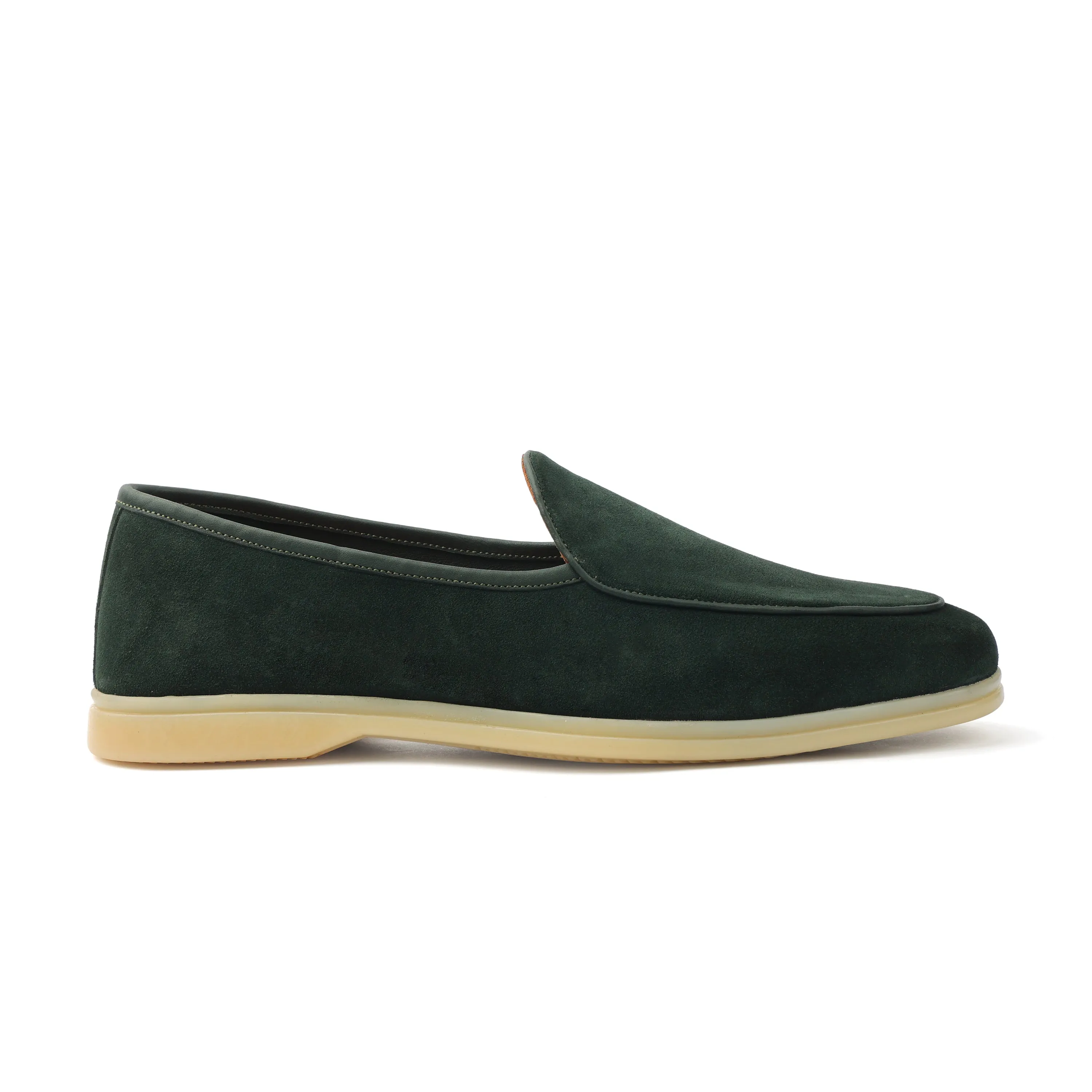 Lorenzo, Belgian Loafer - Castorino Suede Bottle Green | Unlined Flex Collection